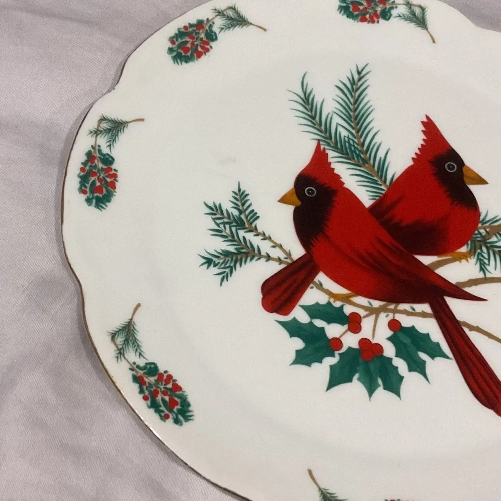Festive Cardinal Holiday Plate
